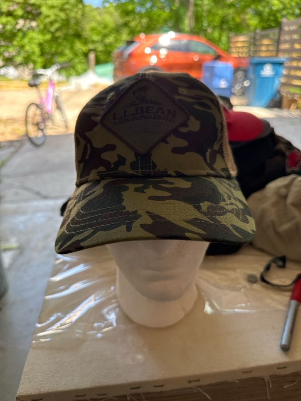 L.L. Bean Camo Trucker Hat in Green & Tan - Picture 4 of 4
